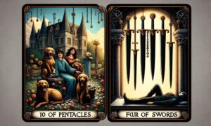 10 of Pentacles and Four of Swords