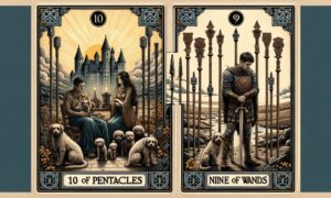 10 of Pentacles and Nine of Wands