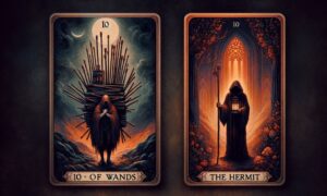 10 of Wands and The Hermit