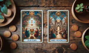 3 of Cups and Three of Pentacles