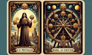 4 of Pentacles and Wheel of Fortune