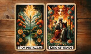 7 of Pentacles and King of Wands