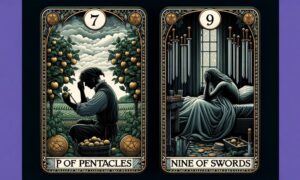 7 of Pentacles and Nine of Swords