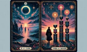 8 of Cups and Three of Wands