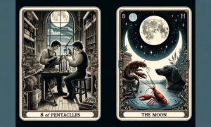 8 of Pentacles and The Moon