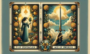 9 of Pentacles and Ace of Swords