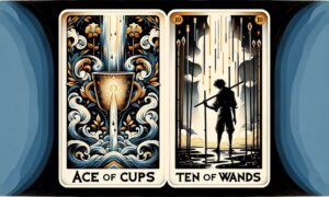 Ace of Cups and Ten of Wands