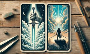 Ace of Swords and Seven of Wands