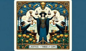 Justice and Three of Cups