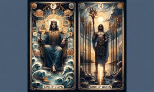 King of Cups and Nine of Wands