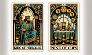King of Pentacles and Nine of Cups