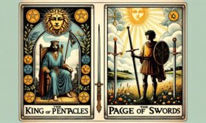 King of Pentacles and Page of Swords