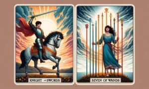 Knight of Swords and Seven of Wands