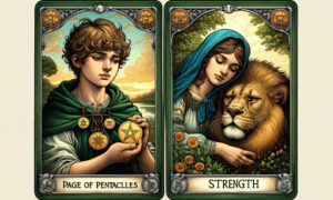 Page of Pentacles and The Strength