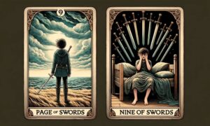 Page of Swords and Nine of Swords