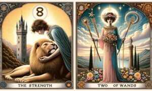 Strength and Two of Wands