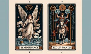 Temperance and Six of Wands