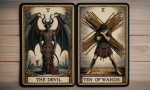 The Devil and Ten of Wands