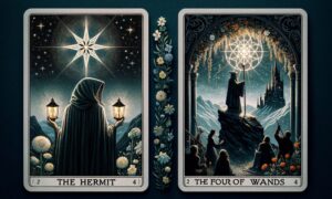 The Hermit and Four of Wands