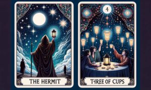 The Hermit and Three of Cups