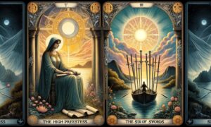 The High Priestess and Six of Swords
