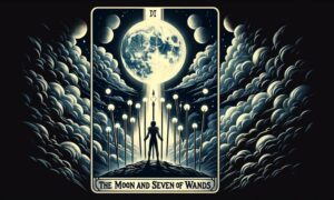 The Moon and Seven of Wands